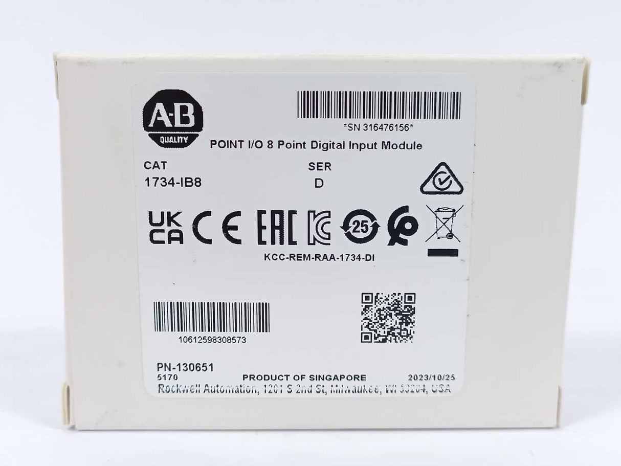 AB 1734-IB8 POINT I/O 8 Point Digital Input Module, Ser. D, Batch of 2pcs