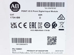 AB 1734-IB8 POINT I/O 8 Point Digital Input Module, Ser. D, Batch of 2pcs