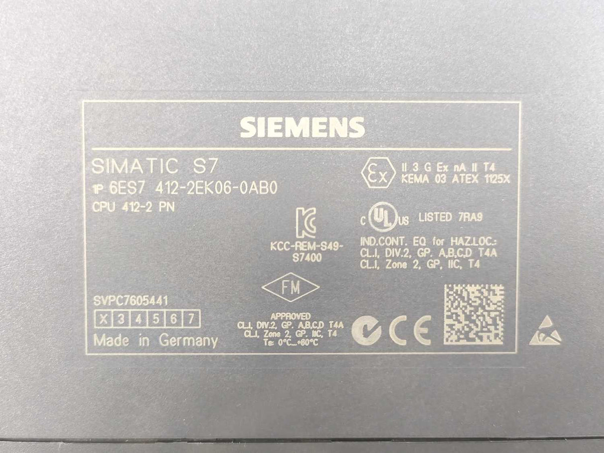 Siemens 6ES7412-2EK06-0AB0 SIMATIC S7 CPU 412-2 PN