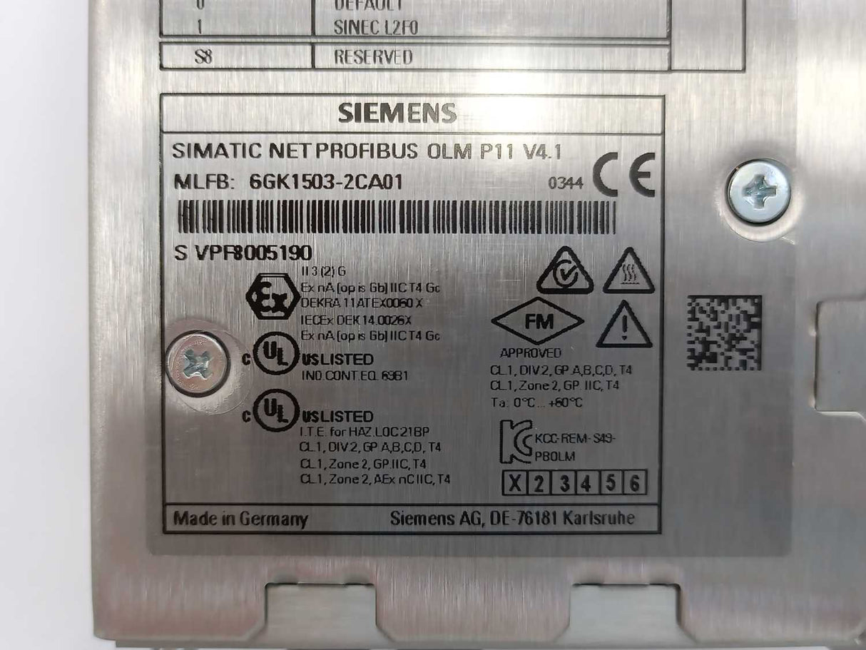 Siemens 1P6GK1503-2CA01 V4.1 PROFIBUS Optical Link Module Accessory Terminal