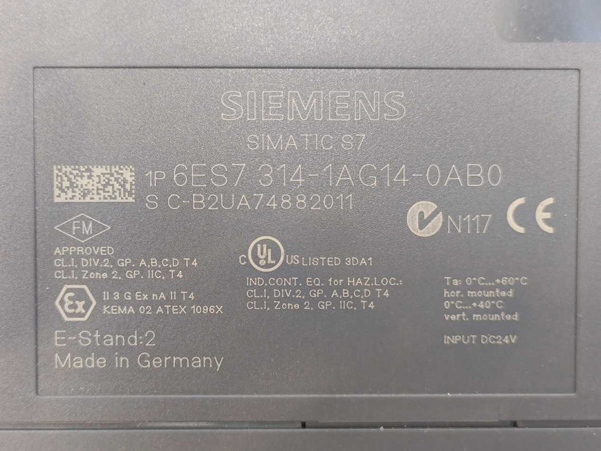 Siemens 6ES7314-1AG14-0AB0  SIMATIC S7-300, CPU 314 Central Processing Unit