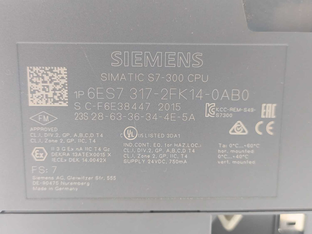 Siemens 6ES7317-2FK14-0AB0 SIMATIC S7-300 CPU