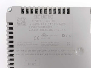 Siemens 6AV6647-0AD11-3AX0 SIMATIC HMI KTP600 Basic Color PN