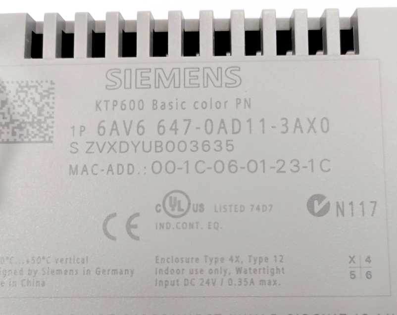 Siemens 6AV6647-0AD11-3AX0 SIMATIC HMI KTP600 Basic Color PN