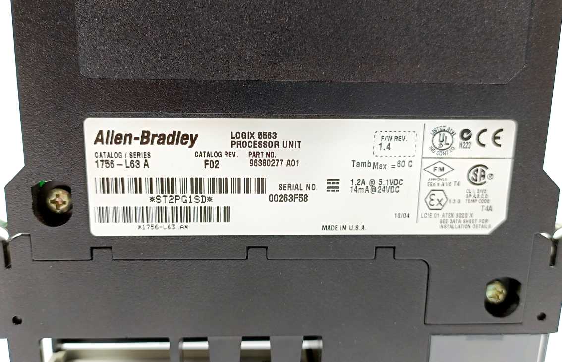 AB 1756-L63 Ser. A Rev: F02 Processor Unit