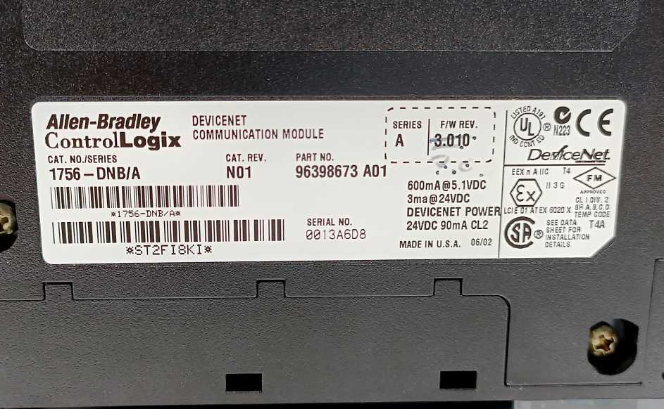 AB 1756-DNB/A Ser. A ; Cat. Rev. N01 Devicenet Communication Module