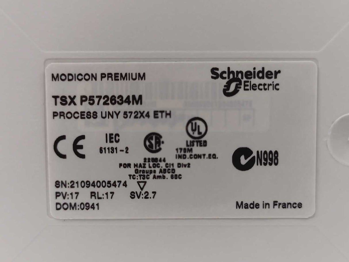Schneider Electric TSXP572634M Unity Processor w/ TSXMRPP384K Memory Card