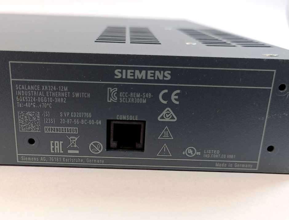 Siemens 6GK5324-0GG10-3HR2 SCALANCE XR324-12M Managed IE Switch, 19" rack