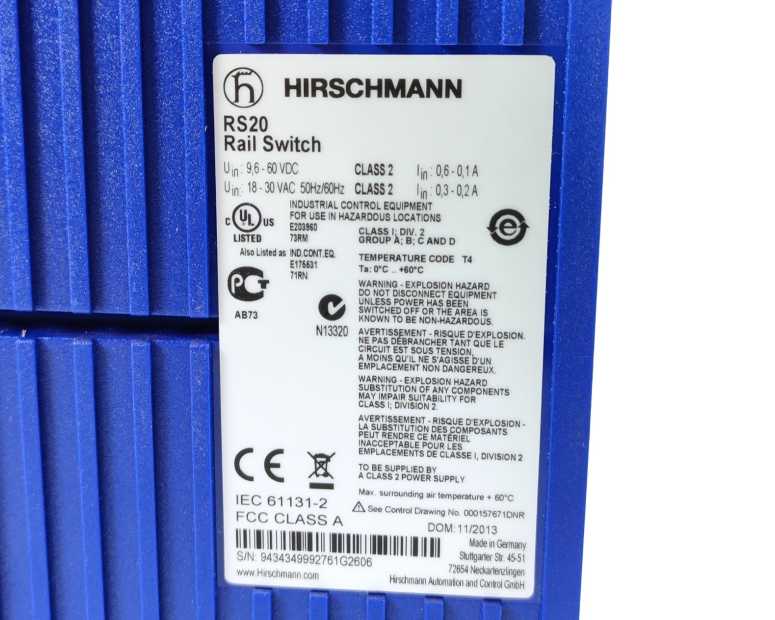 Hirschmann RS20-0800T1T1SDAUHH RS20 Rail Switch