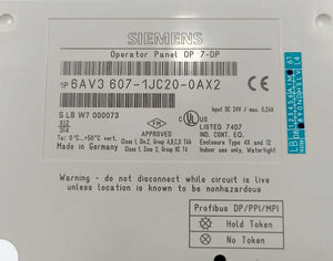 Siemens 6AV3607-1JC20-0AX2 Operator Panel OP 7-DP