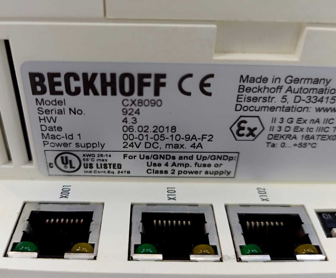 Beckhoff CX8090 DIN rail Industrial PC w/ 256MB SD Card