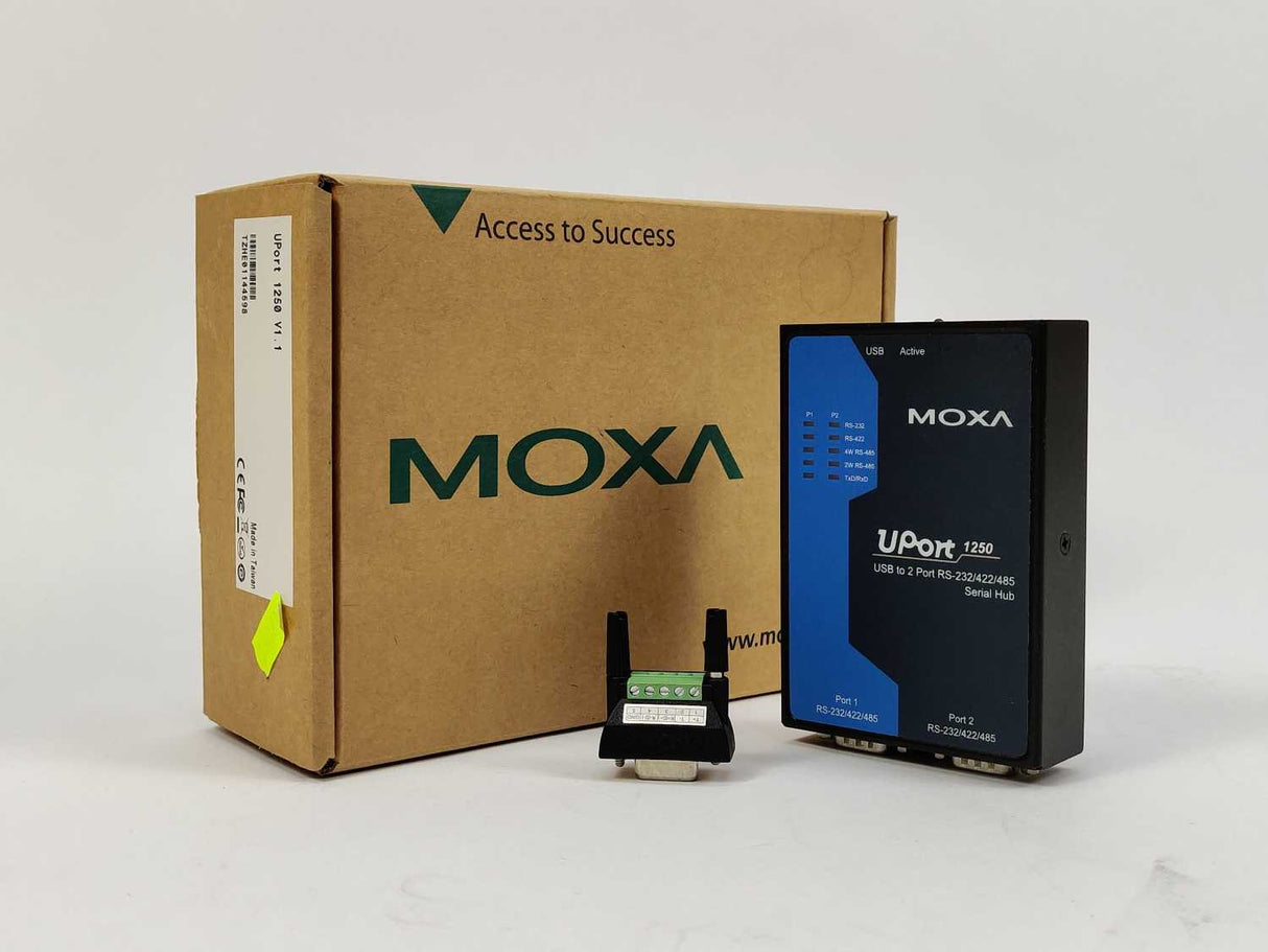 Moxa UPort 1250 USB to 2 Port RS-232/422/485 Serial Hub w/ Case