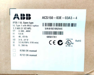 ABB ACS150-03E-03A3-4 Inverter Drive 1.1kW
