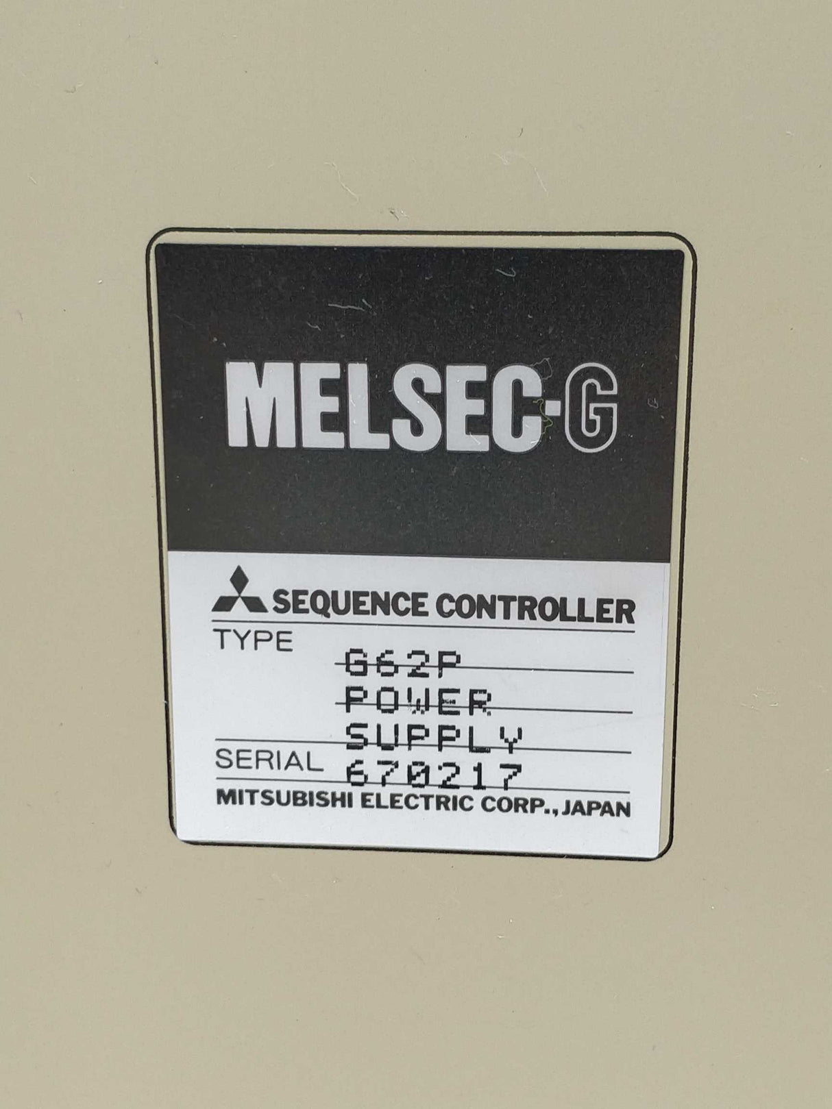 Mitsubishi G62P MELSEC-G Power Supply 670217
