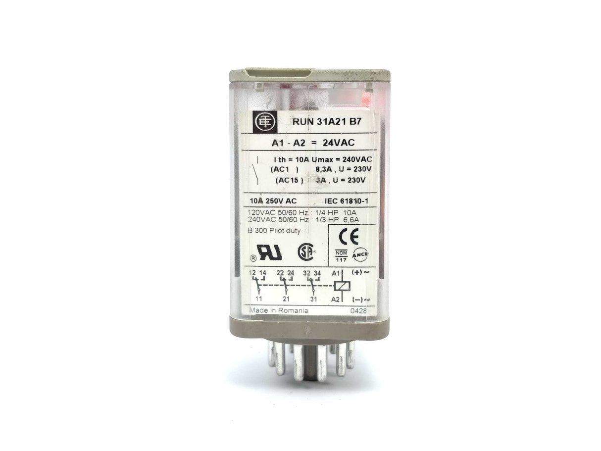 TELEMECANIQUE RUN 31A21 B7 Universal relay 24VAC 10 A + RUZ1A 10A/400VAC