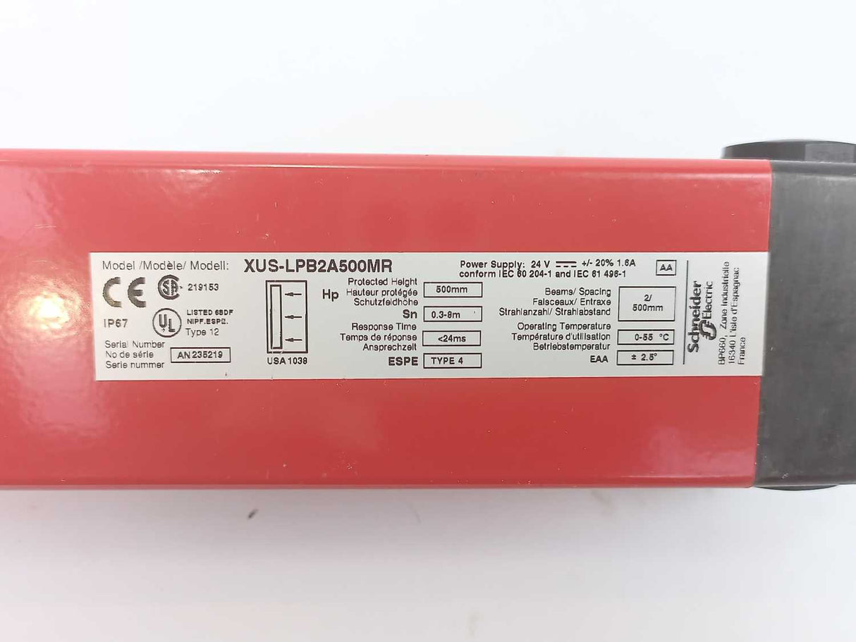 Schneider / Telemecanique XUS-LPB2A500MR + XUS-LPB2A500P Safety Light Courtain