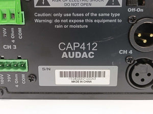 AUDAC CAP412 Quad-Channel Power Amplifier 4 x 120W 100V