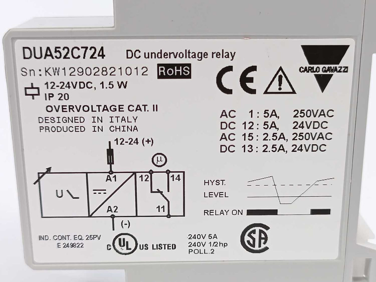 Carlo Gavazzi DUA52C724 1-phase DC undervoltage monitoring relay