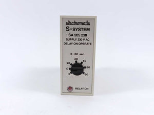 Electromatic SA 205 230 3-60 sec. 230 VAC Relay. Delay on Operate