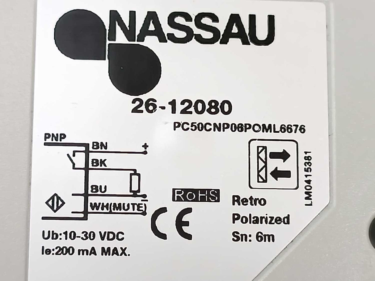Nassau PC50CNP06POML6676 Retro-reflective Photocell Sensor