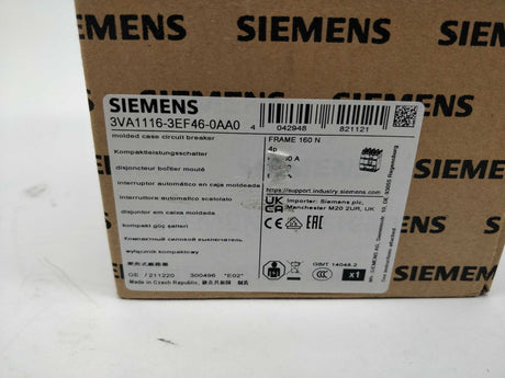 Siemens 3VA1116-3EF46-0AA0 Circuit breaker 3VA1 IEC frame 160