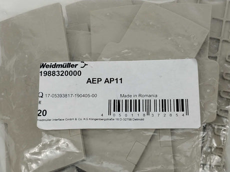 Weidmüller 1988320000 AEP AP11 End cover. 20 Pcs