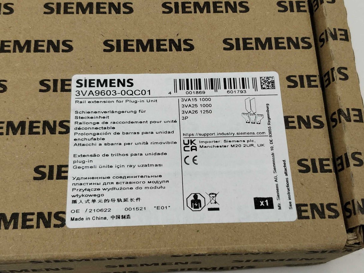 Siemens 3VA9603-0QC01 Front busbar connector offset