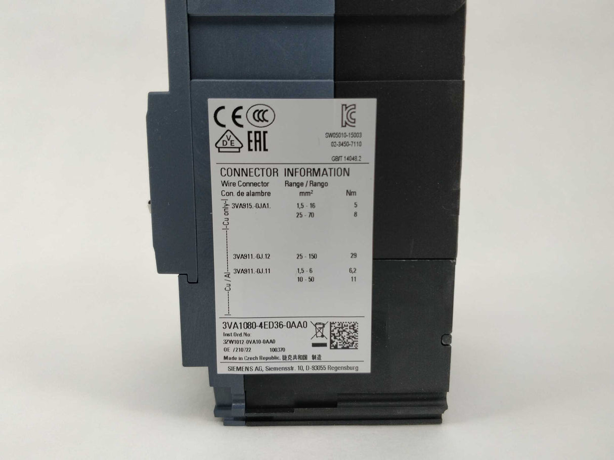 Siemens 3VA1080-4ED36-0AA0 Circuit breaker 3VA1 80A