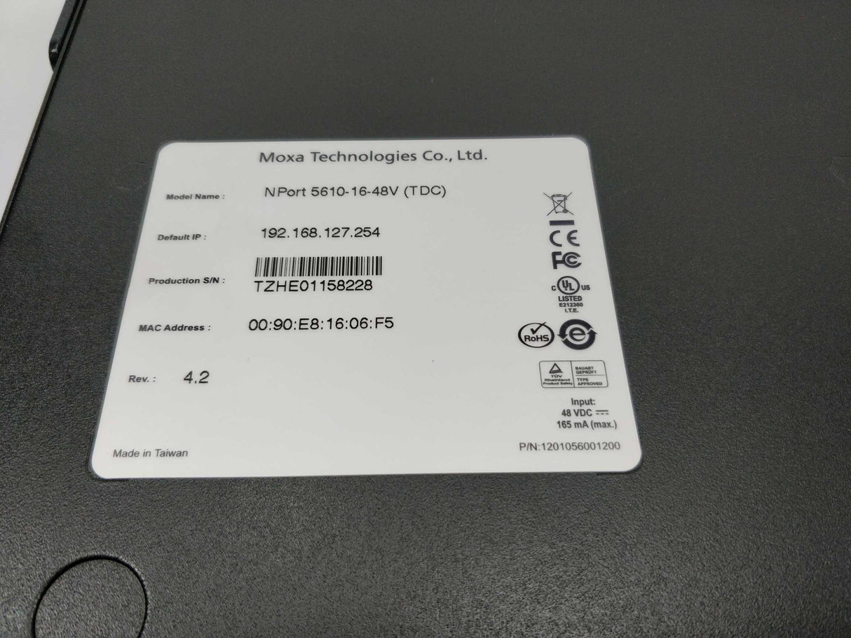 Moxa NPort 5610-16-48V 16 Port RS-232 Device server (48VDC)