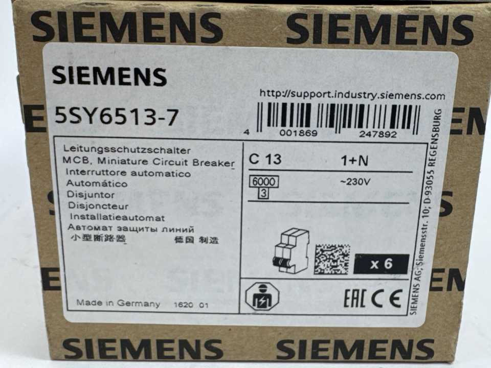 Siemens 5SY6513-7 5SY6513-7 Miniature Circuit Breaker