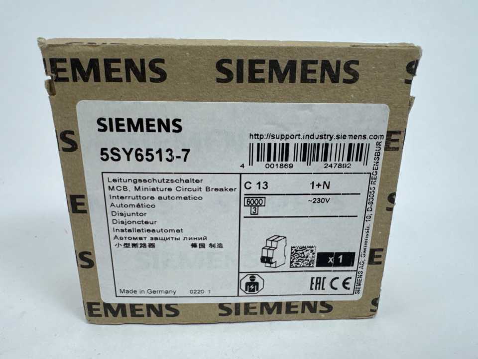 Siemens 5SY6513-7 MCB Miniature Circuit Breaker C13 2-pole