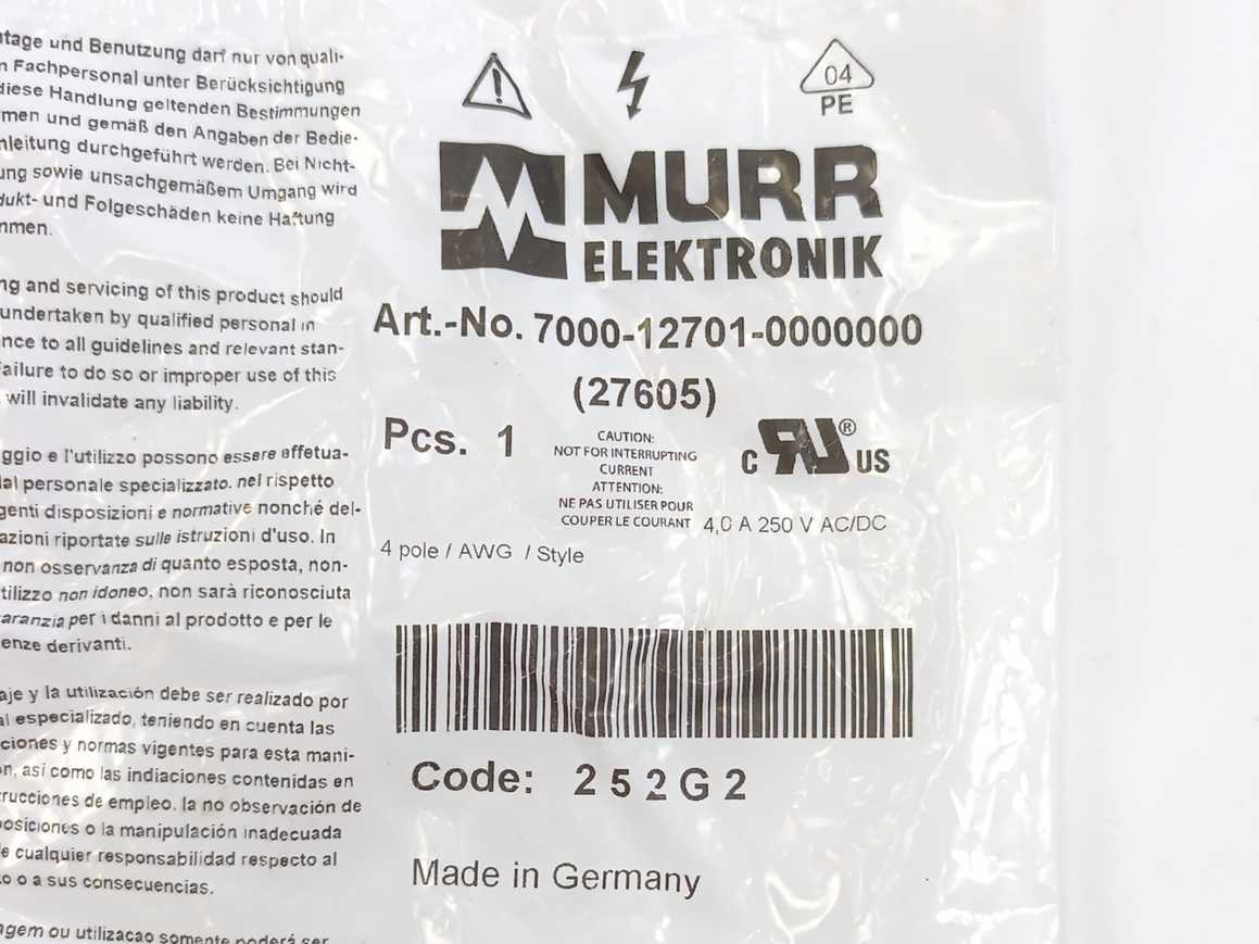 MURR Elektronik 7000-12701-0000000 M12 Male A-Cod Screw Terminal Batch 8 Pcs.