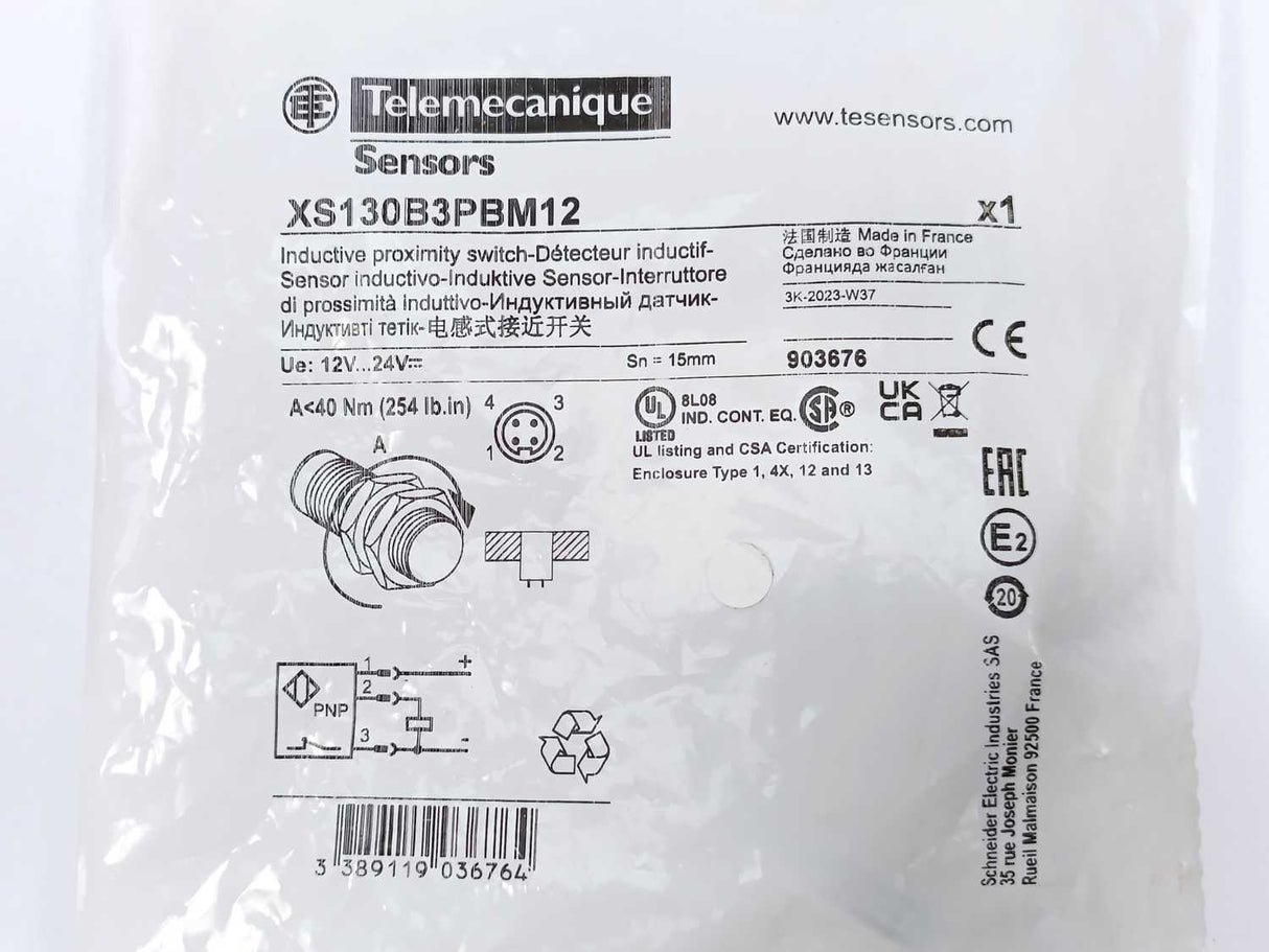 TELEMECANIQUE XS130B3PBM12 Inductive Proximity Switch