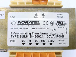 Noratel 8-065-460100 SUL84B-460024 Safety Isolating Transformer 100VA IP00B
