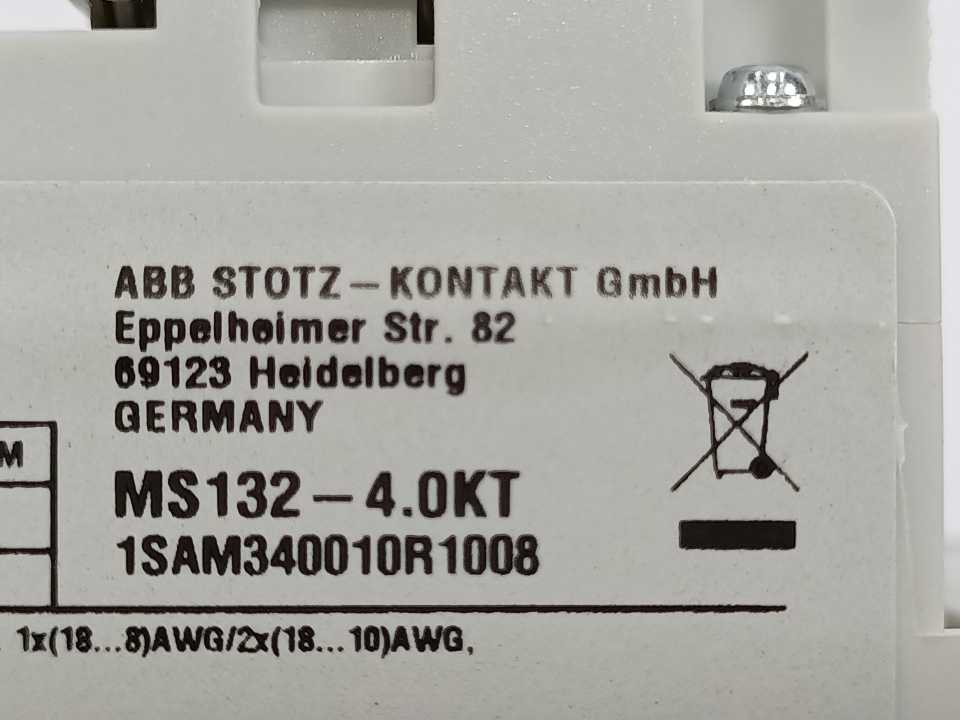 ABB 1SAM340010R1008 MS132-KT Circuit Breaker for Transformer Protection 4.0A
