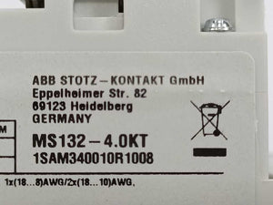 ABB 1SAM340010R1008 MS132-KT Circuit Breaker for Transformer Protection 4.0A