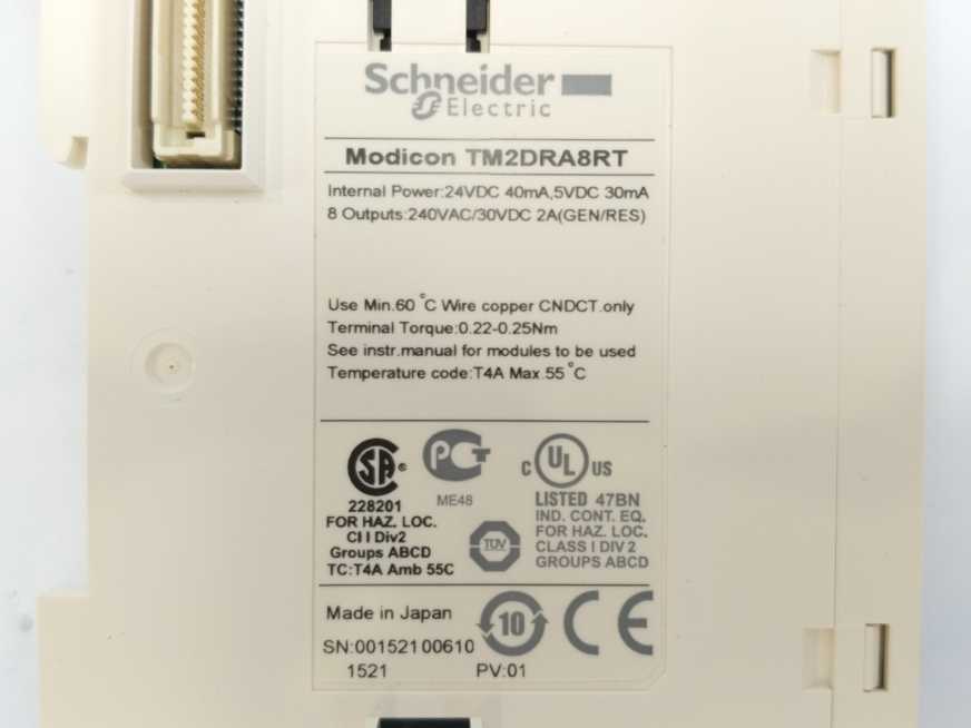 Schneider Electric TM2DRA8RT I/O Expansion Module 8 Output
