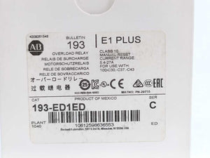 AB 193-ED1ED E1 Plus Overload Relay Series C, Bulletin 193
