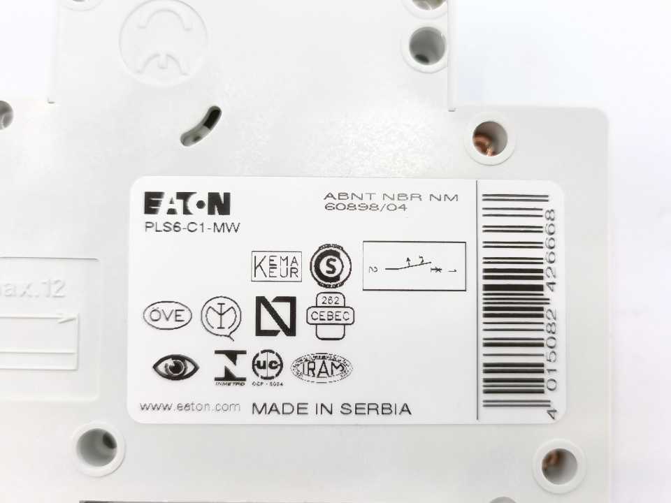 Eaton PLS6-C1 xPole Miniature Circuit Breaker PLS6-C1 1-Pole Batch 12 Pcs.