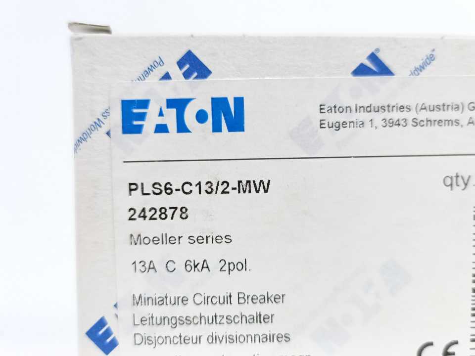 Eaton PLS6-C13/2 xPole Miniature Circuit Breaker PLS6-C13/2 2-Pole 13A
