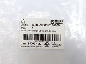 MURR Elektronik 4000-73000-0150000 MSDD Pass Through USB Cable 3.0/0.6m Cable
