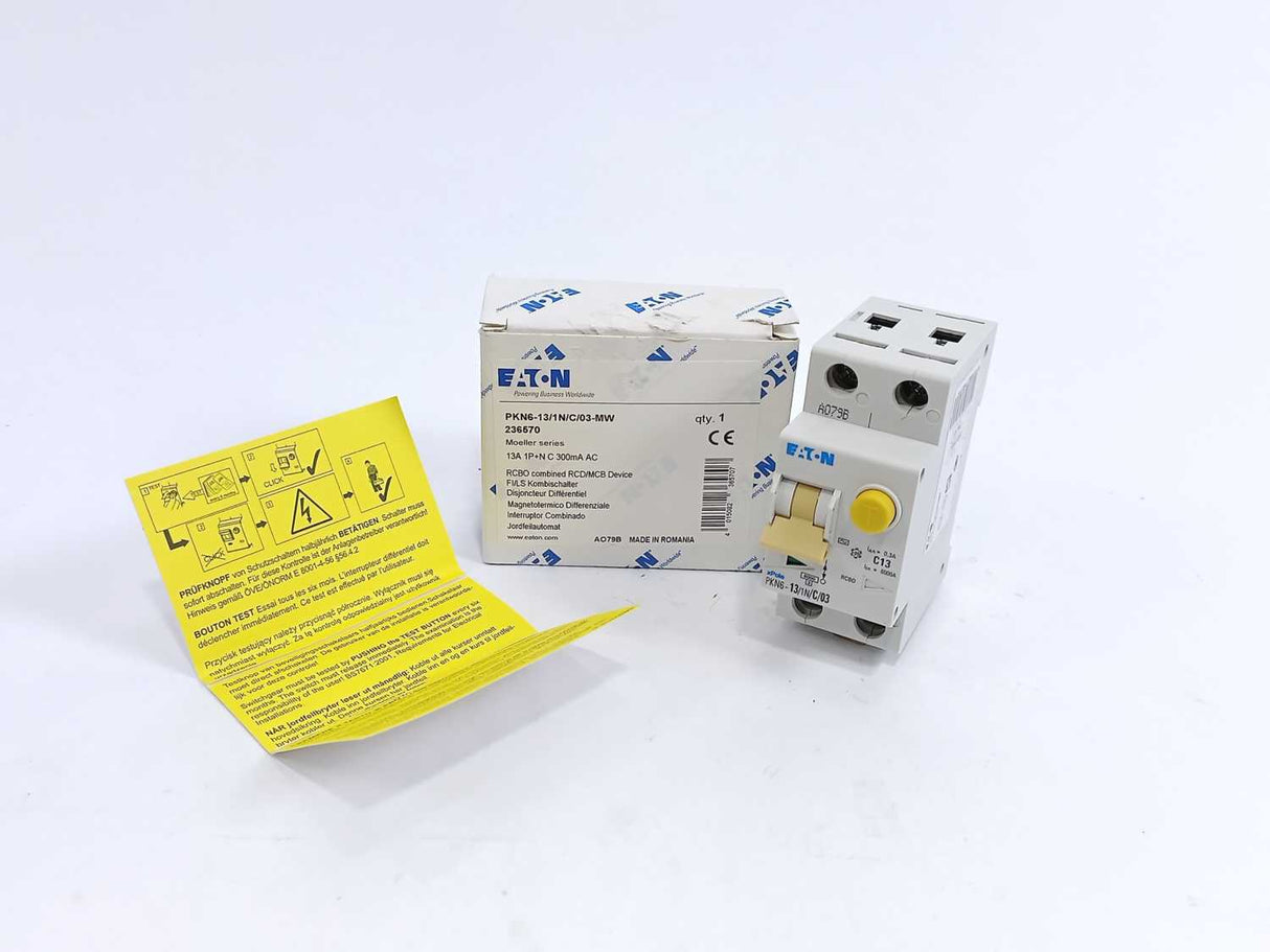 Eaton 236570 PKN6-13/1N/C/03-MW RCBO Combined RCD/MCB Device
