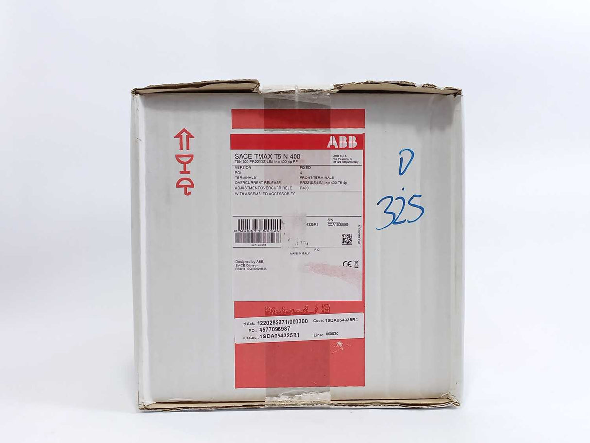 ABB 1SDA054325R1 Circuit Breaker T5N 400 PR221DS-LS/I In=400 4p F F