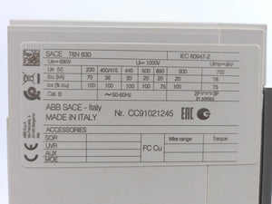 ABB 1SDA060227R1 Circuit Breaker T6N 630 PR221DS-I In=630 3p F F