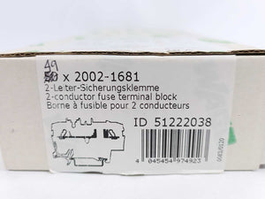 Wago 2002-1681 2-Conductor Fuse Terminal Block Batch 49pcs.