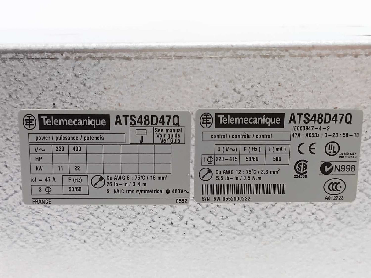 TELEMECANIQUE ATS48D47Q Altistart 48 Softstarter 47A 3x230-415V