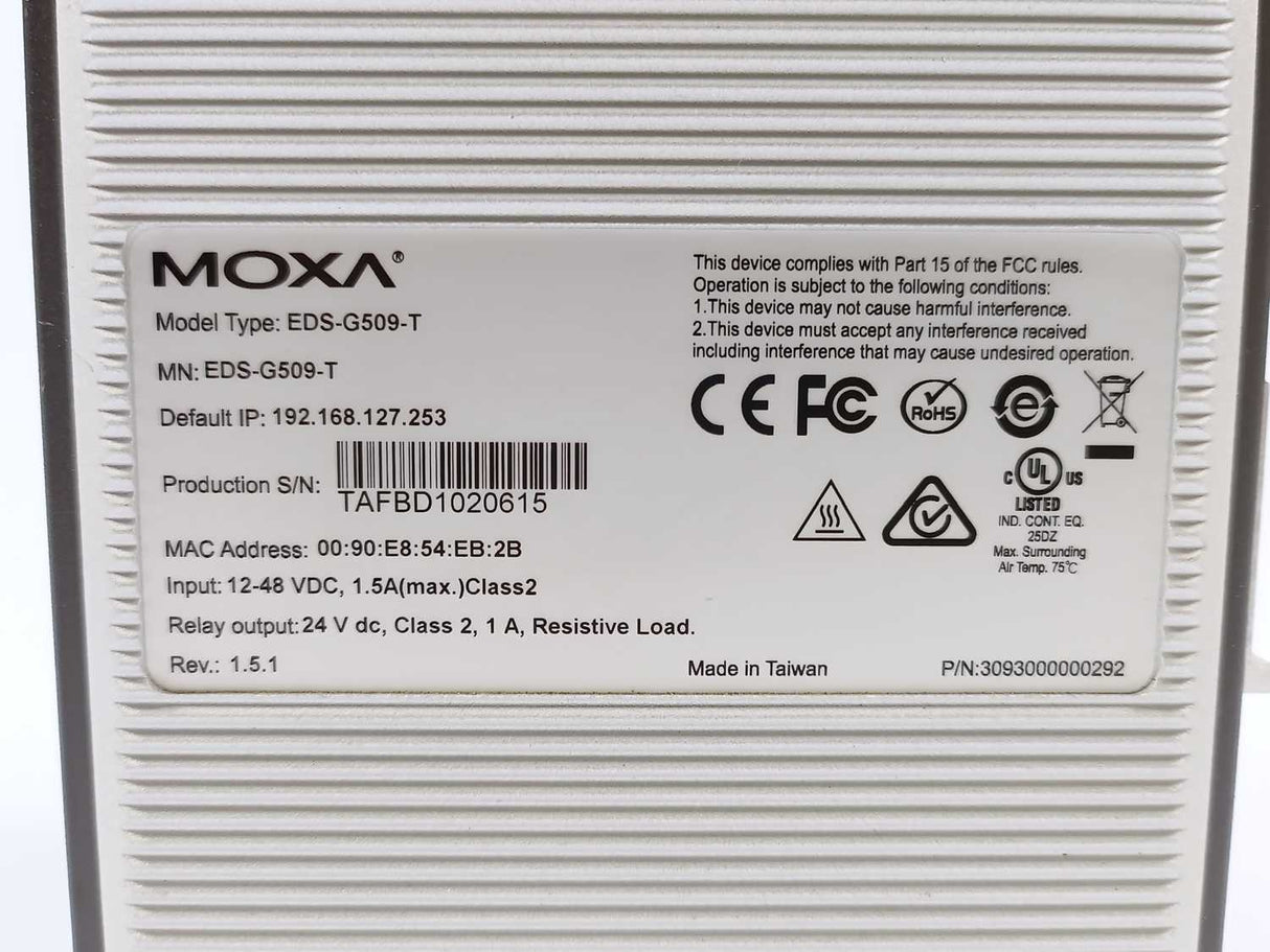 Moxa EDS-G509-T Gigabit EtherDevice Switch, layer 2 managed switch