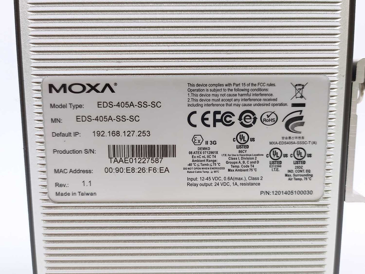 Moxa EDS-405A-SS-SC 5-Port Industrial Ethernet Switch