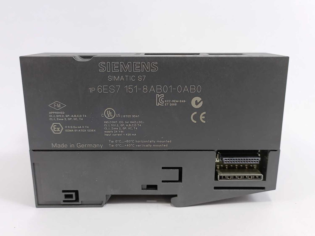 Siemens 6ES7151-8AB01-0AB0 SIMATIC DP, IM151-8 PN/DP CPU w/ 6ES7953-8LG30-0AA0