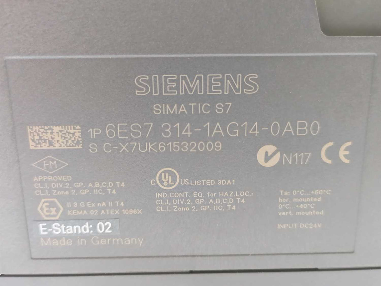 Siemens 6ES7314-1AG14-0AB0 Central Processing Unit SIMATIC S7-300